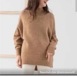 &Other Stories Mock Neck Cozy Knit Sweater Tan/Brown Médium